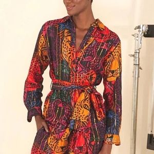 NWT Farm Rio Midnight Leopards Button Down Shirt w/ optional belt
